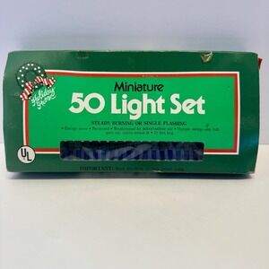 Vintage Holiday Home 50 Mini Blue‎ Christmas Light Set 25ft TESTED